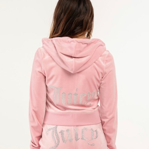 Juicy Couture Jackets & Blazers - Juicy Couture OG Bling Velour Hoodie in Rose Pink